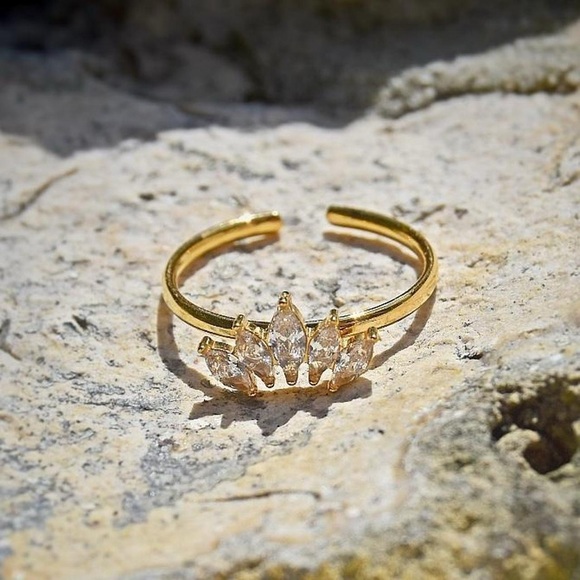 Dainty Crown Design CZ Ring - Picture 1 of 4